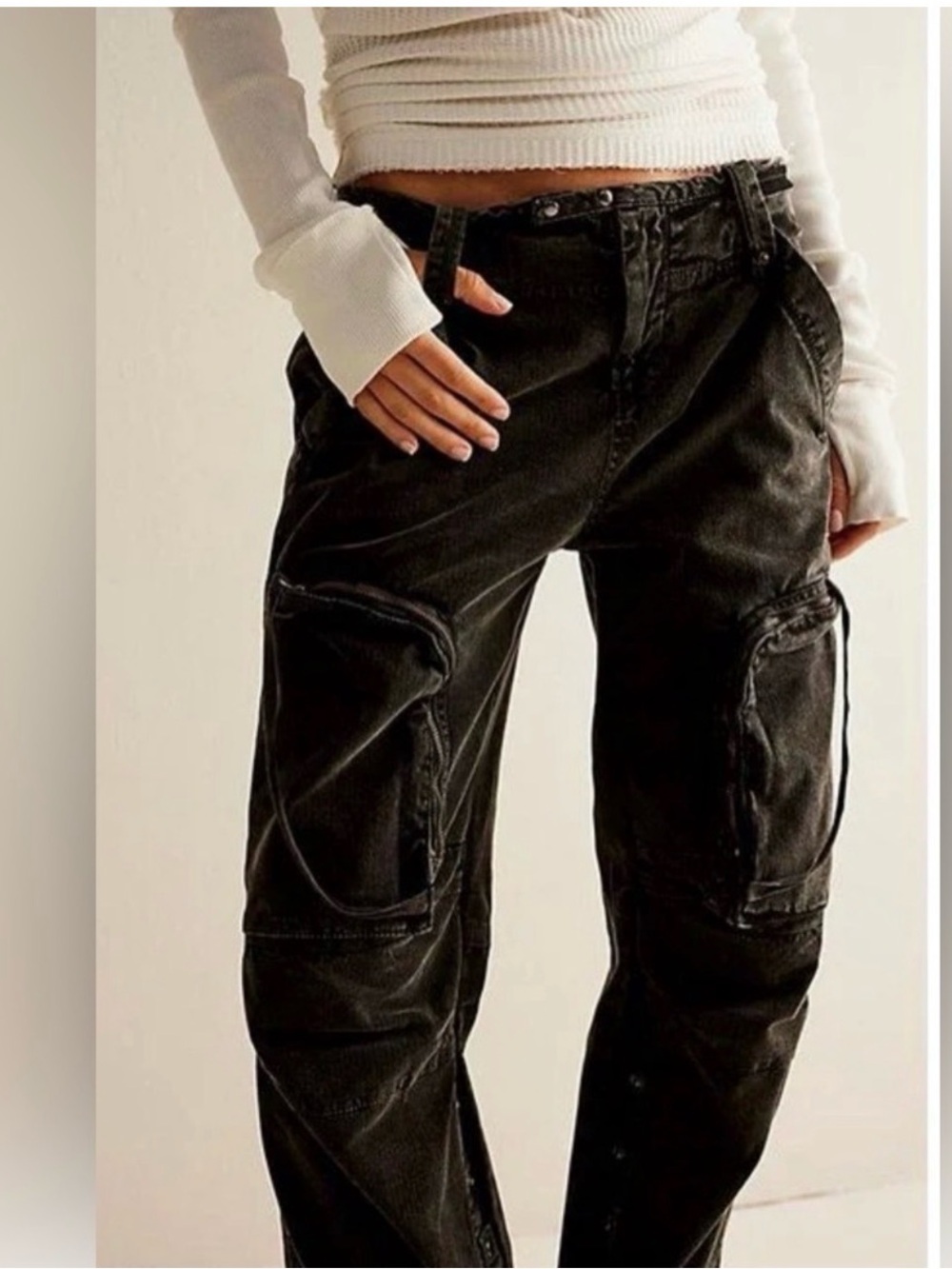 Free People We The Free Cargo Pants Black Utility can’t compete NWT Size L - Picture 4 of 12